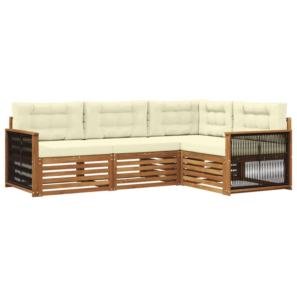 Outdoor Sofa Set with Cushions 4 Pcs Natural and Cream