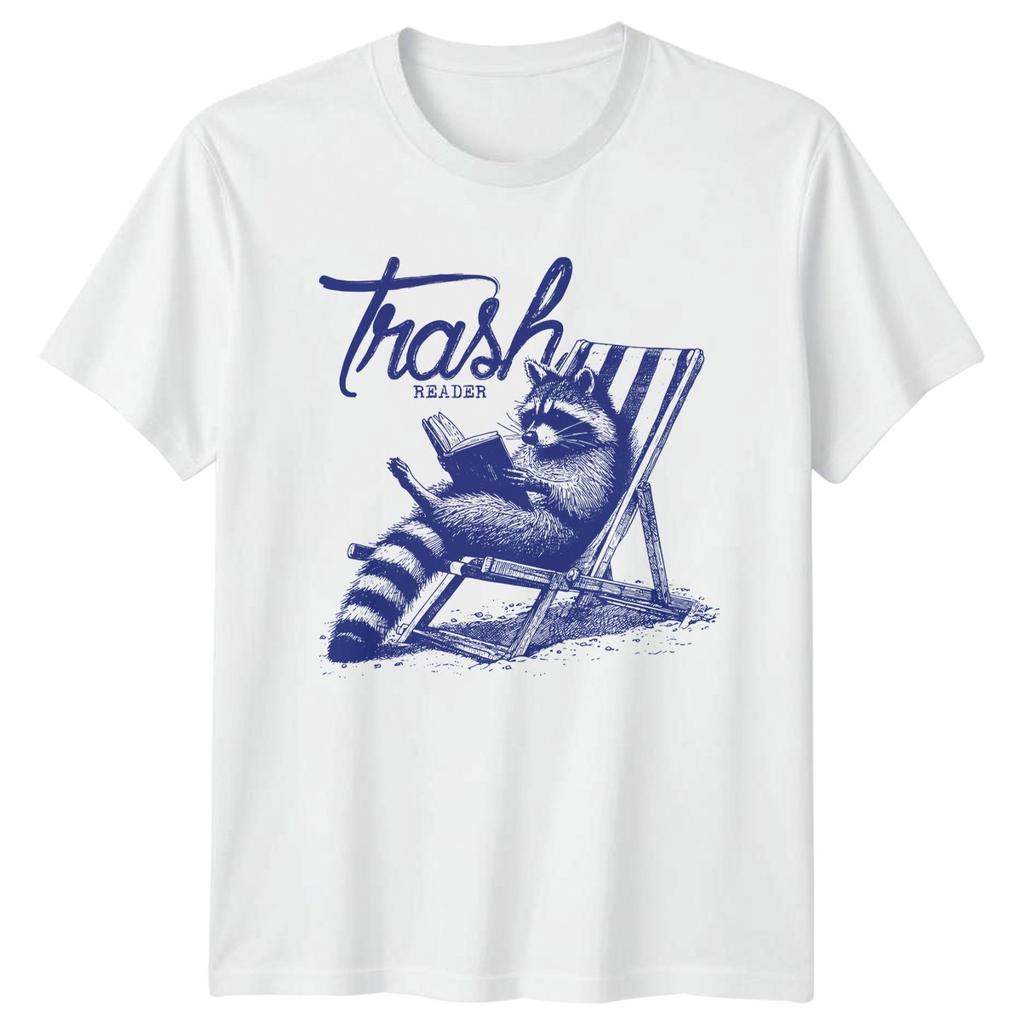 Trash Reader TShirt Raccoon Humor Book Lover Birthday Gift For Him And Her