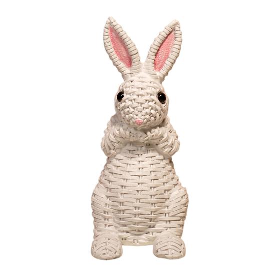 Yousheng Bunny Decoration Rattan Effect Resin Candle Holder Imitation Rattan Texture Easter Bunny Ornament Resin Figurine Home Table