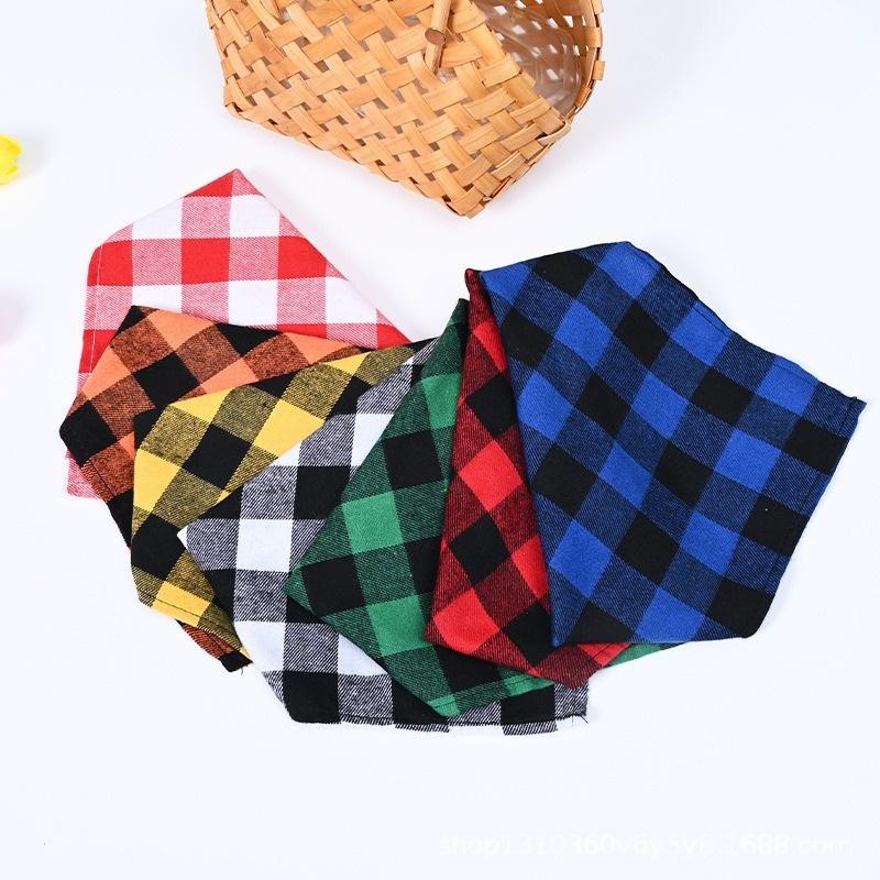 Dog Bandanas Large Pet Scarf Bandana For Dog Cotton Plaid Washable Bow Tie Collar Cat Puppy Triangular Scarf Bib Dog Accessories