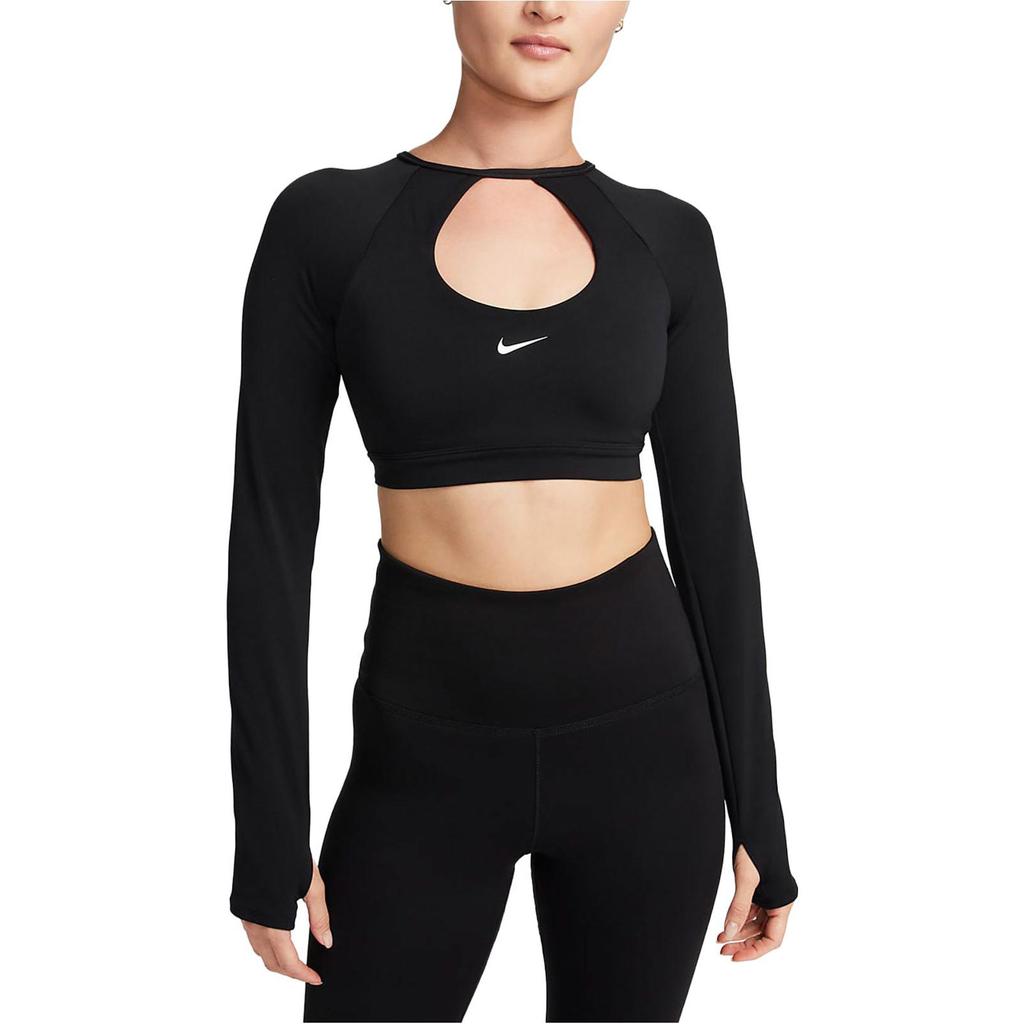 New Nike Women's Long Sleeve Crop Top Black FB4103-010