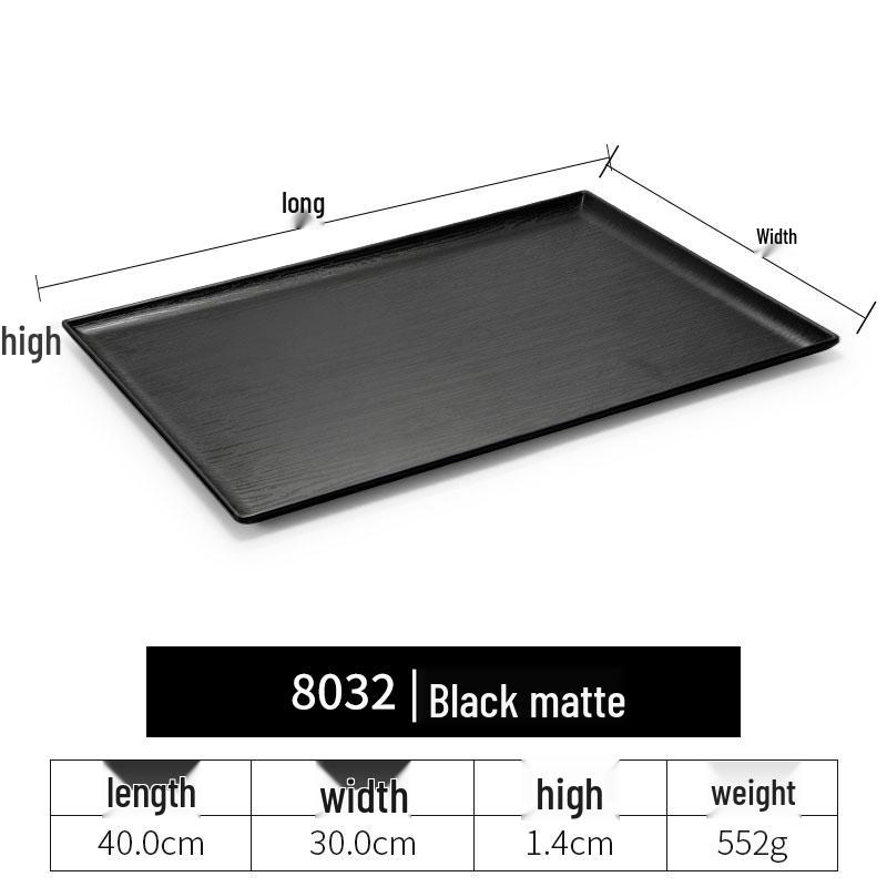 Black Melamine Japanese Sushi Tray - Long Shallow Plate for BBQ & Food Arrangement