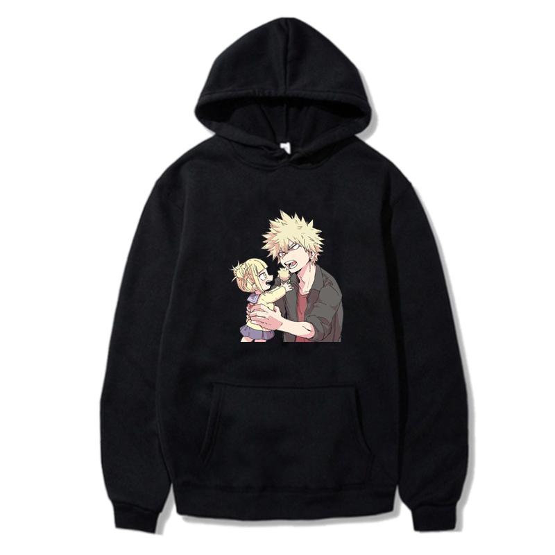 Hot Anime My Hero Academia Midoriya Izuku And Himiko Toga Print Hooded Men Women Casual Loose Hoodies Harajuku Male Sweatshirt