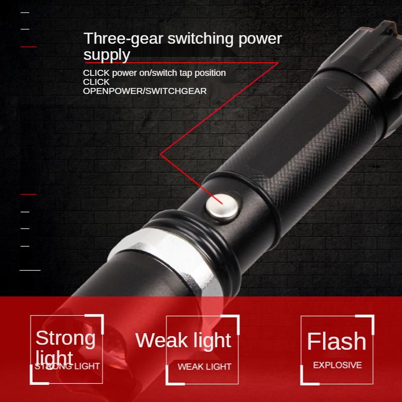 Outdoor Strong Light Flashlight Rotating Focusing LED Long-range Rechargeable High-quality Ultra-long Battery Life Flashlight