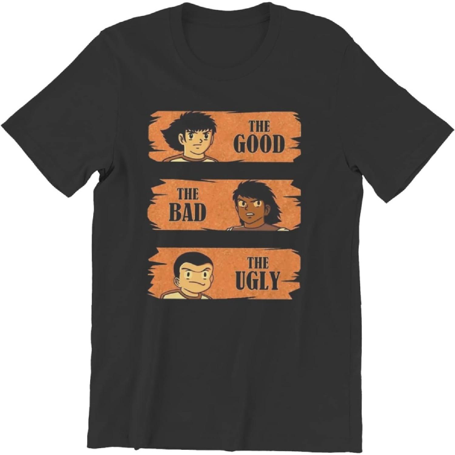 Men s Short Sleeve T-Shirt, Captain Tsubasa The Good The Bad The Ugly Black T-Shirt Printed Tee Graphic Top for Men Shirt XXXXXL разноцветный