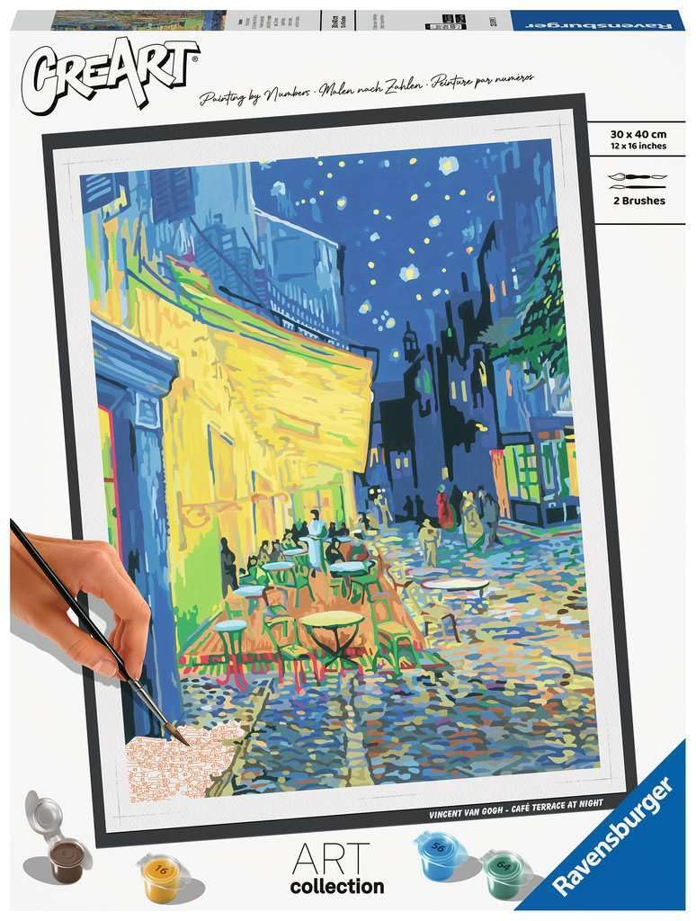 Ravensburger CreArt Van Gogh "Café Terrace at Night" 23519 3 (Coloring Book, Paint-by-Numbers, Oil Painting, Art, Painting)