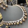 Luxury Accessories Brown Water Drop Zircon Earrings Necklace Set High-End Dinner Bridal Wedding Jewelry