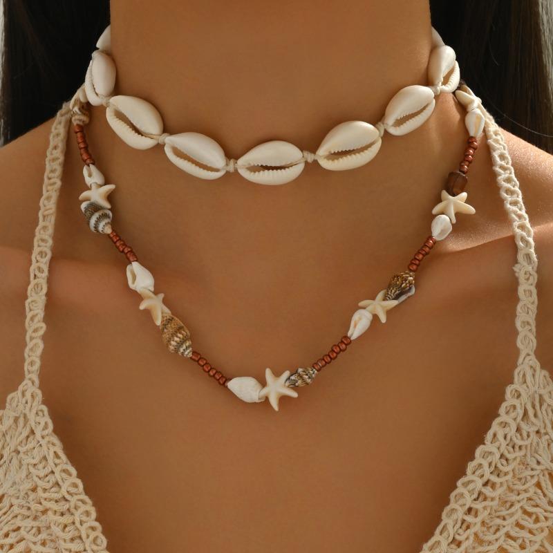 Bohemian Necklace Fashion Vacation Style Shell Necklace Women's Vintage Versatile Conch Stacked Accessories