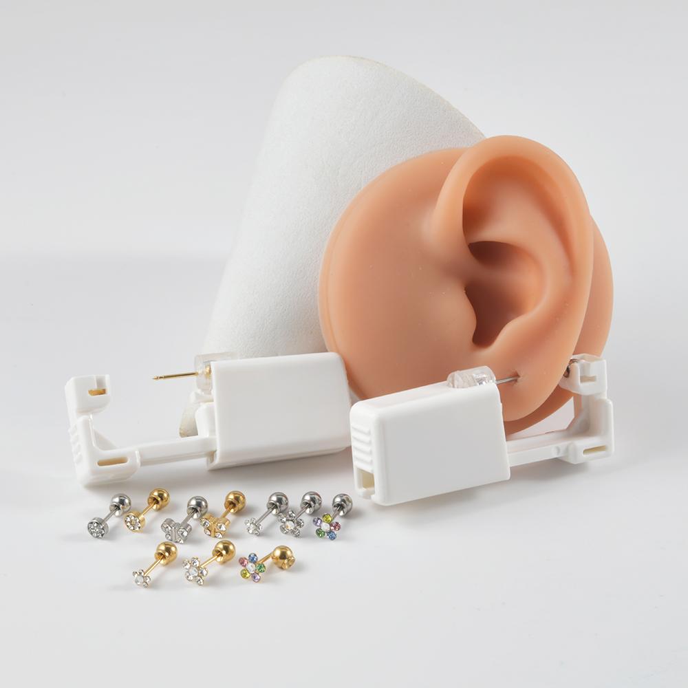 Easy To Use 24K Gold Plated Different Crystal Safe Ball Ear Piercing Gun Kit Disposable Disinfect Earring Piercer Machine Studs