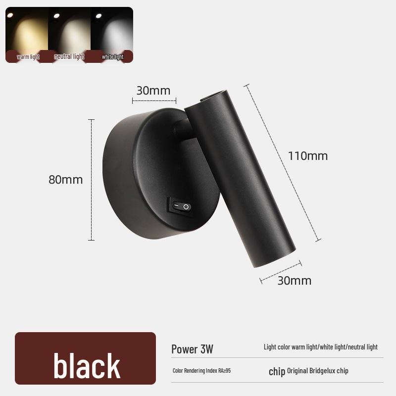 

Регулируемый светодиодный настенный светильник для чтения: 95 CRI, Защита глаз, Вращающийся, Черная/Белая отделка с переключателем 4000K (Neutral Light)