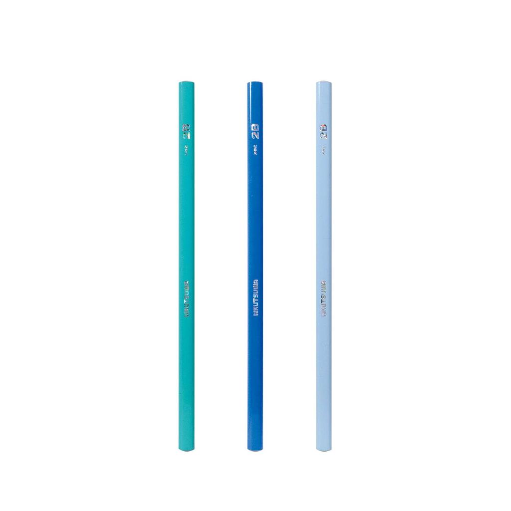 Kutsuwa STAD Correct-Grip Triangular Pencil, 2B, Blue, 12-Pack