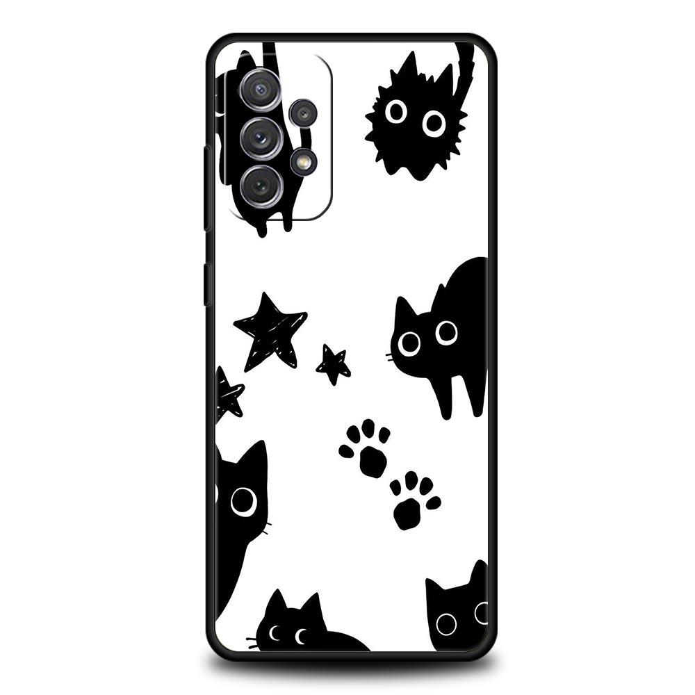 Funny Black Cat Case for Samsung A57 A37 A51 A71 A21S A17 A11 A15 A25 A31 A41 A23 A33 A53 A73 A07 A05S A13 A35 A55 5G Cover