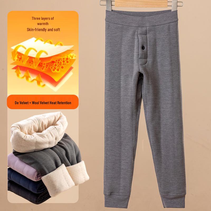 

Детская школьная форма Теплые зимние брюки с внутренним слоем из хлопковой шерсти 120cm светло-серый