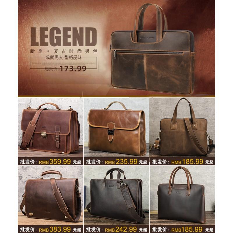 Full Grain Top Layer Cowhide Multi Compartment Men's Briefcase Can Hold 14.2-inch Genuine Leather Laptop Bag