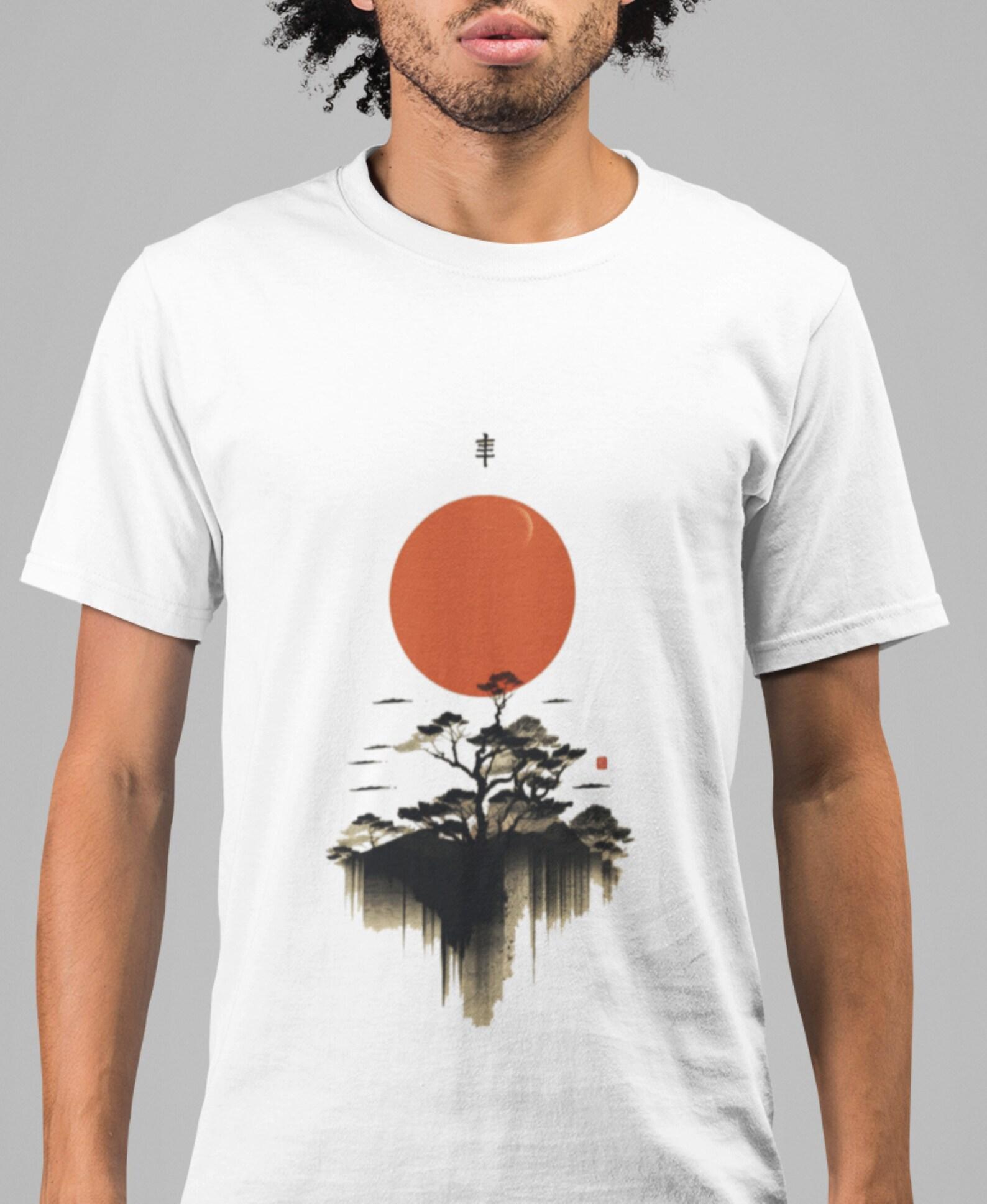 Japanese Rising Sun T-Shirt: Kanji Zen Art Tee 2XL