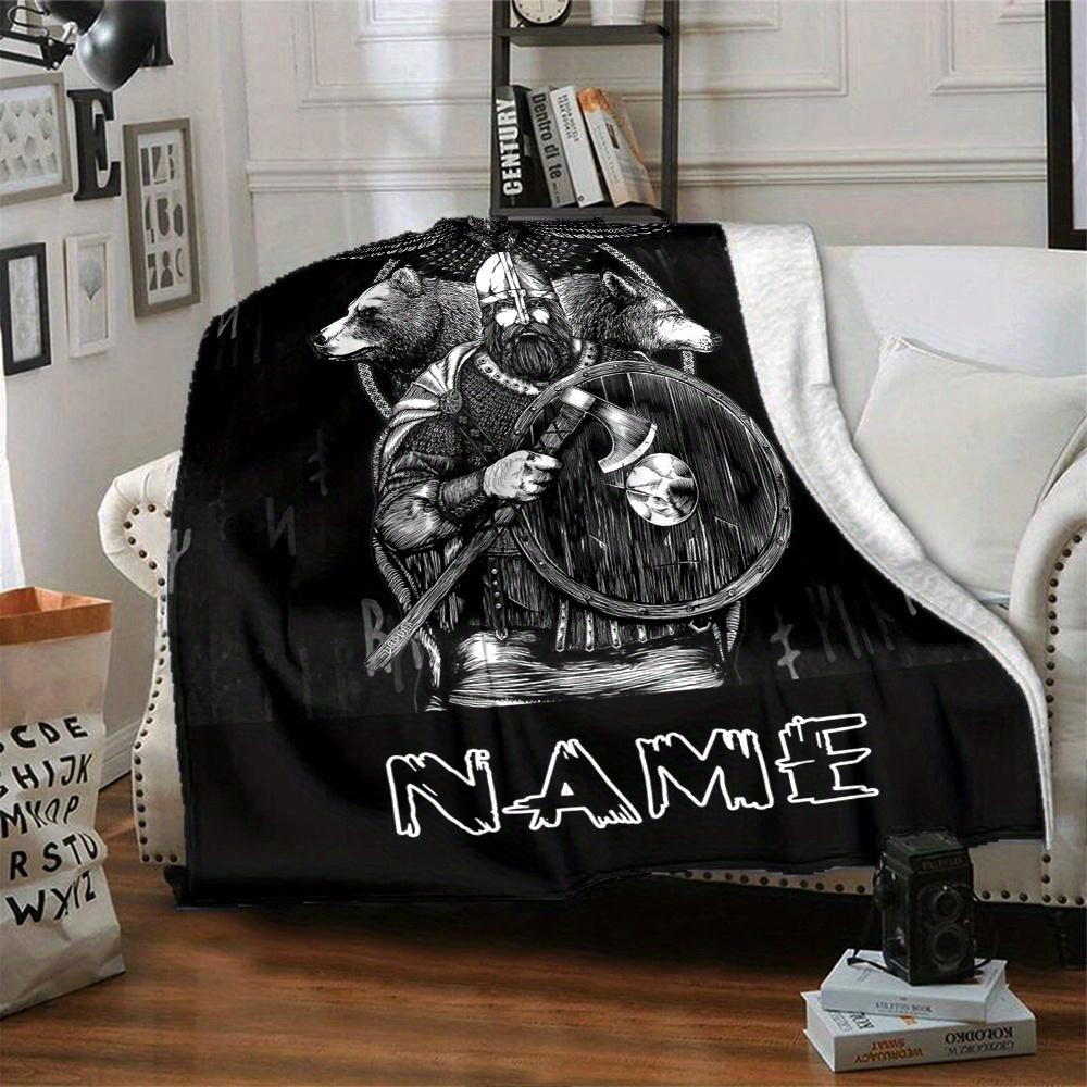 Viking Warrior With Bear And Wolf Home Blankets Comfortable Soft Lightweight Multiseasonal Blanket For Picnics Sofas Offices Beds Living Rooms Perfect