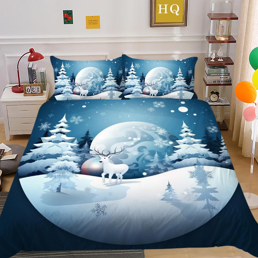Conjunto de roupa de cama para casa de Natal 3D Padrão de presente Capa de cama Fronha 2/3 peças AU240 * 270 Cama de solteiro/casal tamanho completo Soft Decoração de quarto
