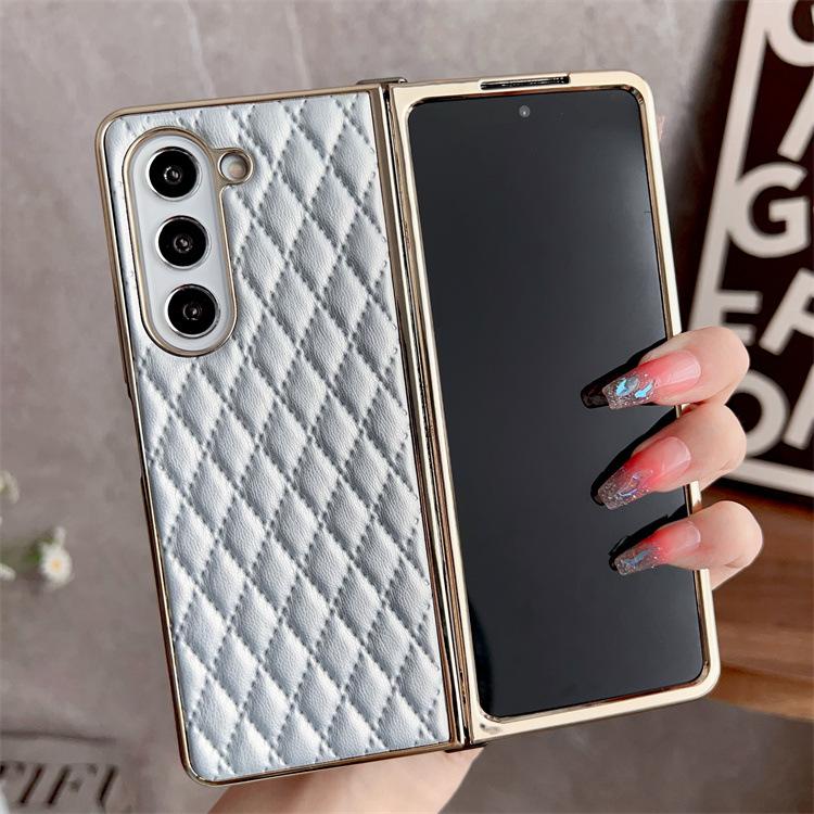 Applicable To Samsung ZFold5 Rhombus Mobile Phone Case Zfold3 Electroplated TPU Soft Zfold3 Folding Mobile Phone Case
