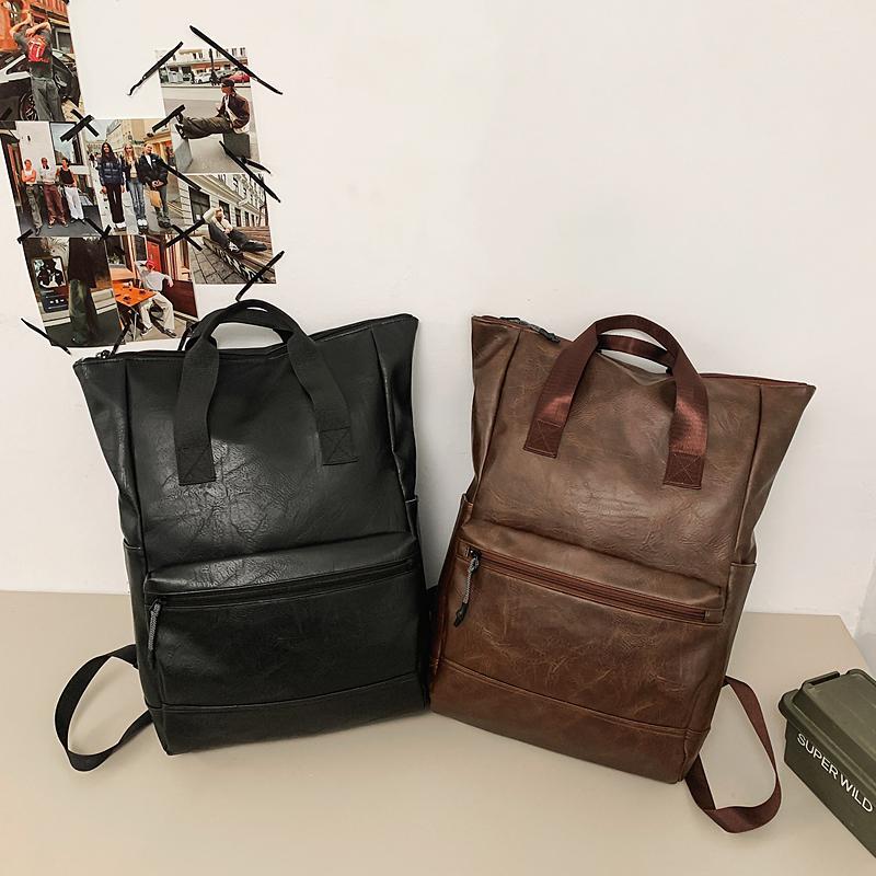 PU Backpack Men's Laptop Backpack Student Travel Commuter Bag