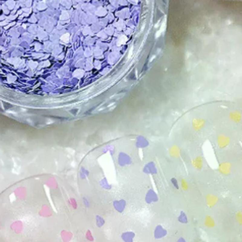 1Jar 1mm Mini Sparkling Love Nail Glitter Sparkling Heart Nail Decoration Nail Salon Design Cute Accessories DIY Nail Art Design