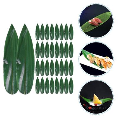 Japanese Plate Decorations Sushi Bamboo Leaves Fake for Dish Sashimi Artificial Leaf