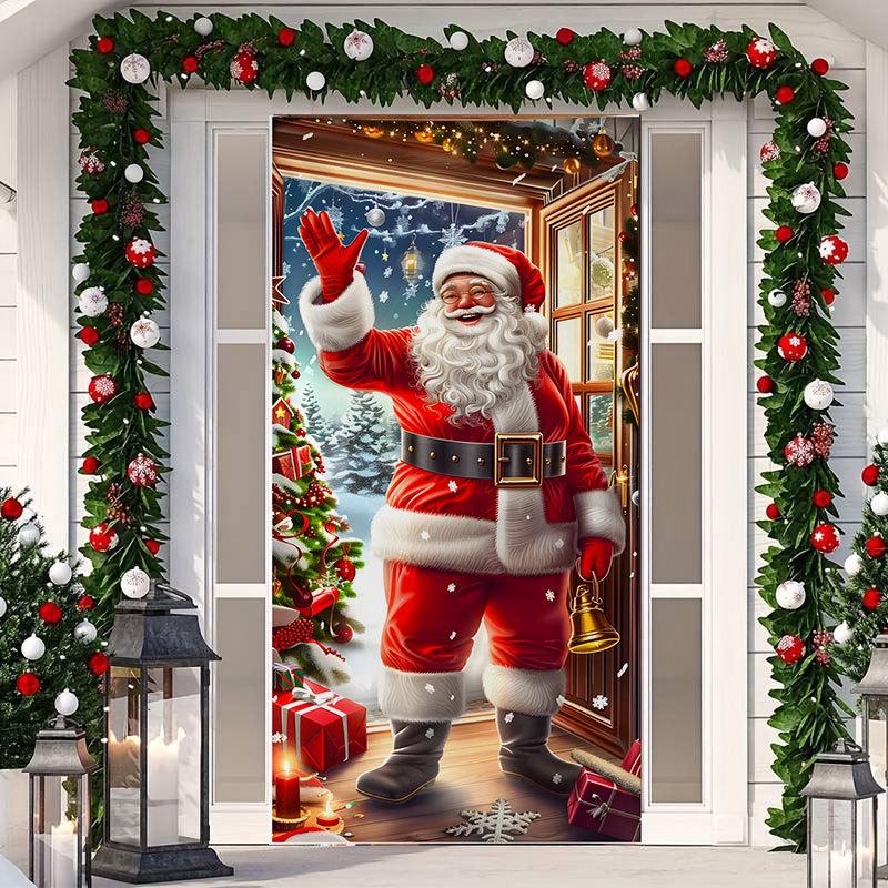 Christmas Cartoon Door Cover Sticker for Home Party Backdrop