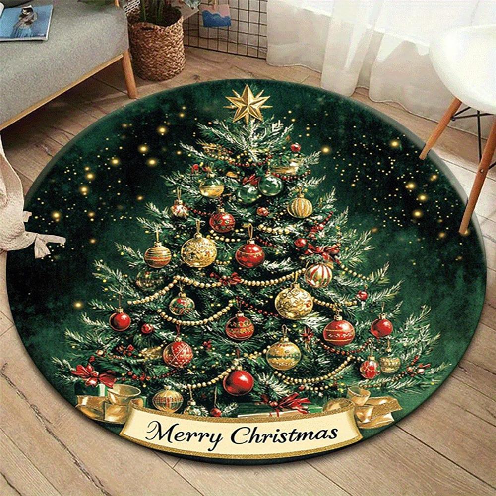 Christmas Round Rugs: Snowman, Santa,Tree & Gingerbread Delights for Festive Home Decor Room Floor Mats New Year Home Decoration