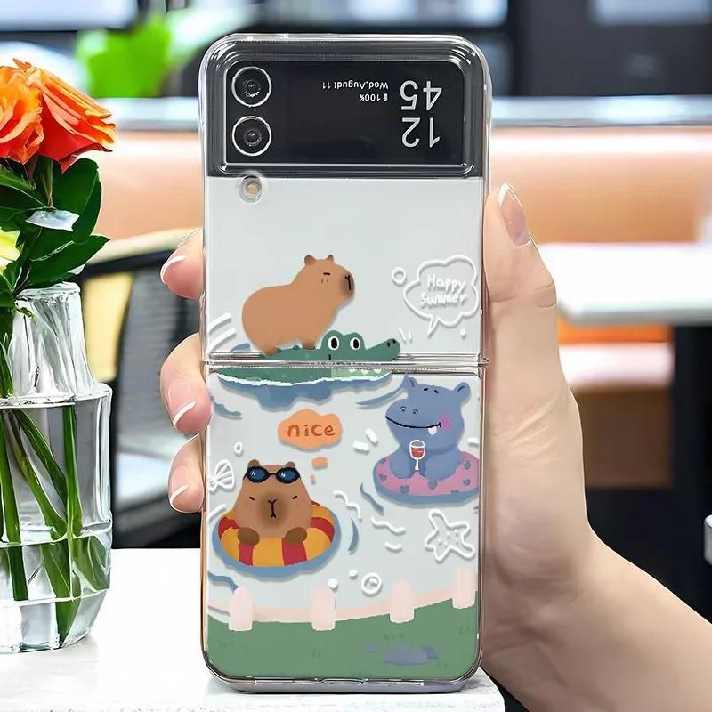 

Fundas Capybara Phone Case For Samsung Galaxy Z Flip 6 ZFlip5 5G Transaprent Clear Cover For Samsung ZFlip4 Z Flip 3 Cute Animal Galaxy ZFlip 3