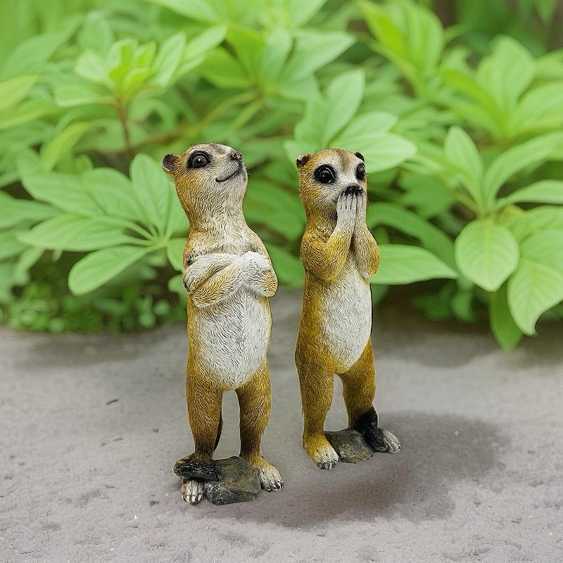 Resin Meerkat Statue Sculpture Creative Garden Yard Animal Decoration Ornament