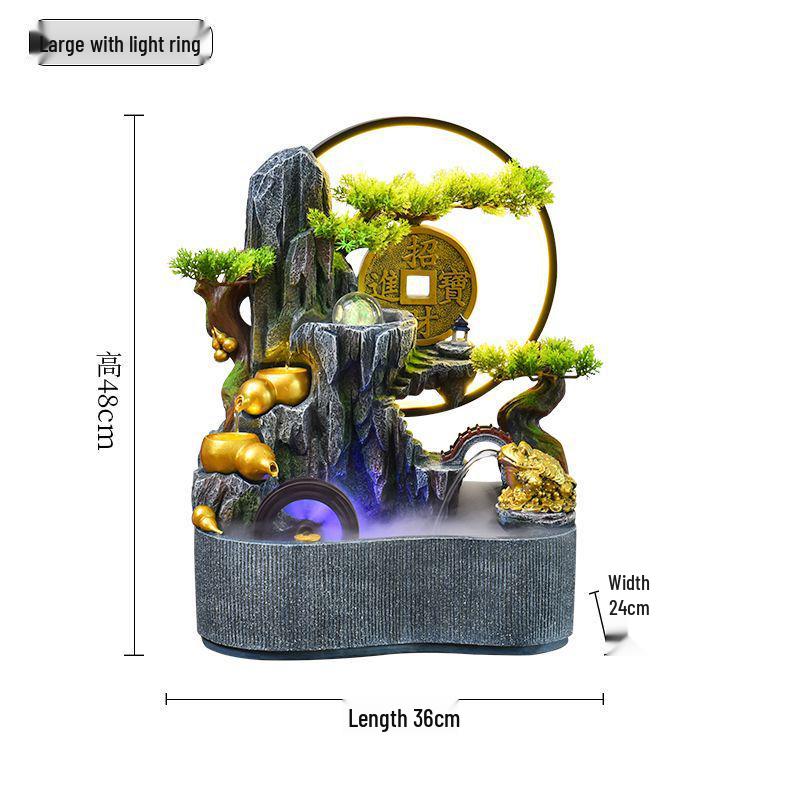 Feng Shui Wheel Fountain for Attracting Wealth: Rockery Water Feature for Office, Living Room, or Entryway - Perfect Housewarming Gift