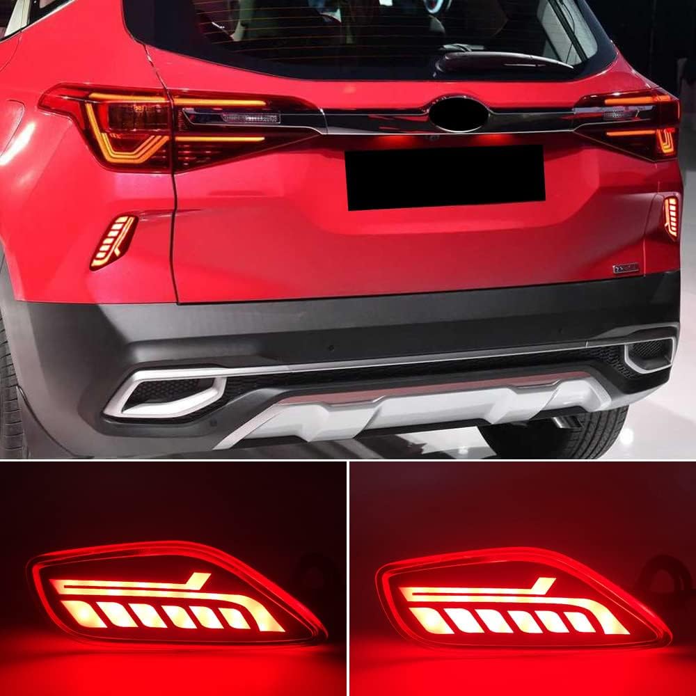 AIVYNA 2Pcs LED Tail Light Rear Bumper Reflector Light Rear Fog Lamp Brake Light Turn Signal Light for Kia Seltos 2019 2020 2021