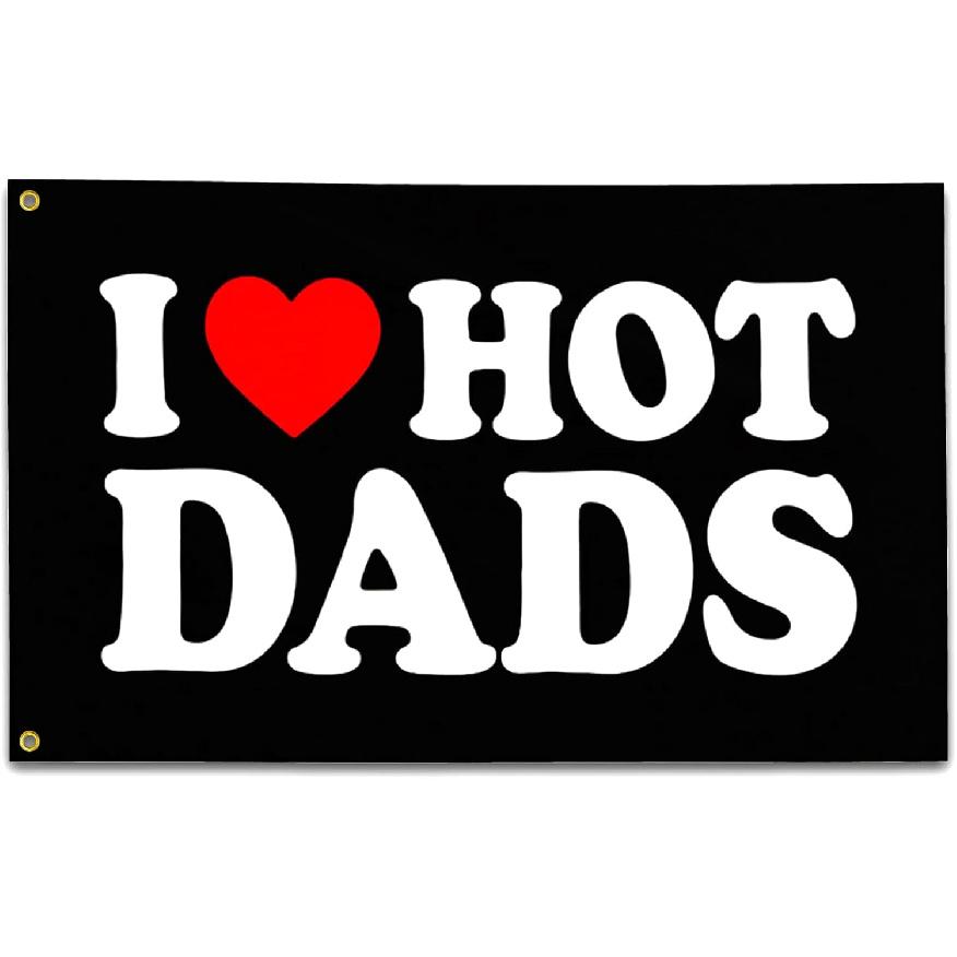 I Love Moms Flag I Heart Hot Moms Flag 3x5 Ft Funny Decoration Banner for Indoor Outdoor and College Dorm Wall Decor - Mother S Day Birthday Tapestry One Size