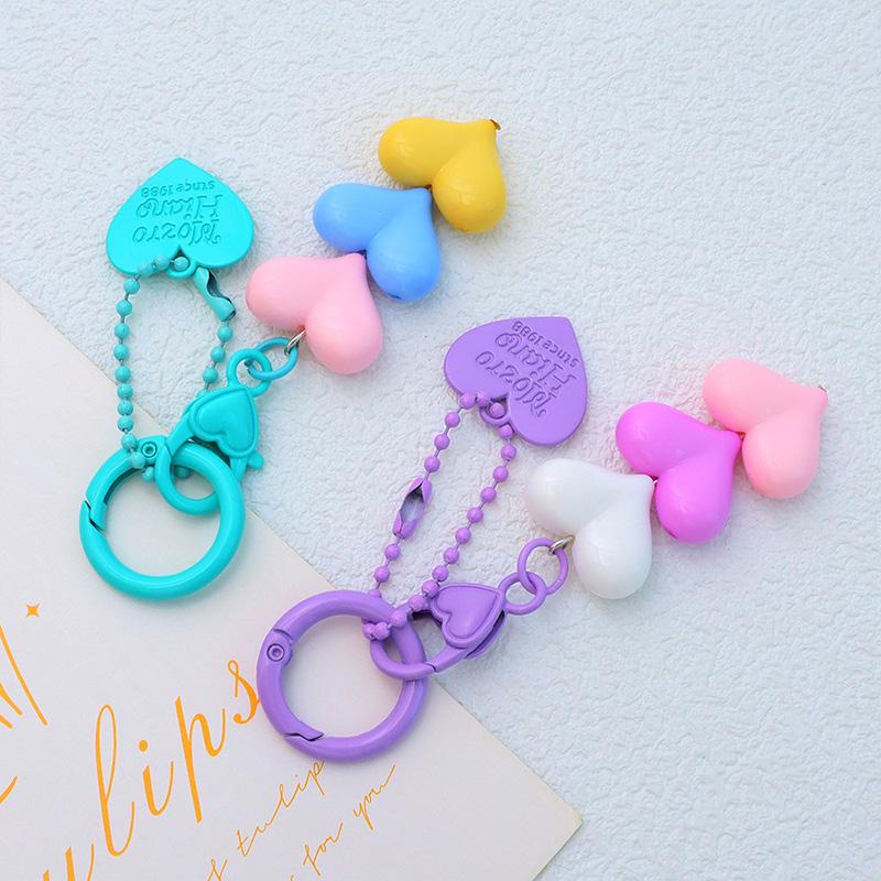 1PC Keychain Candy Color Key Ring Friendship Gift Heart-shaped Backpack Accessories Phone Pendant