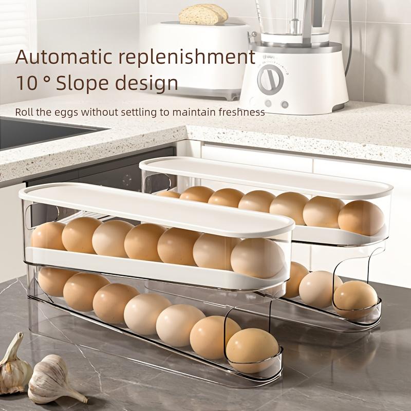 1pcs Refrigerator Egg Storage Box Rolling Kitchen Container Eggs Rolling Rack Large Capacity Refrigerator Egg Organizer Holder