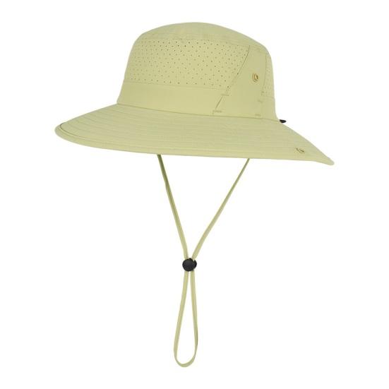 Bob en maille respirante à séchage rapide, protection solaire UPF, large bord, coupe-vent, avec cordelette, idéal pour la randonnée et la pêche.