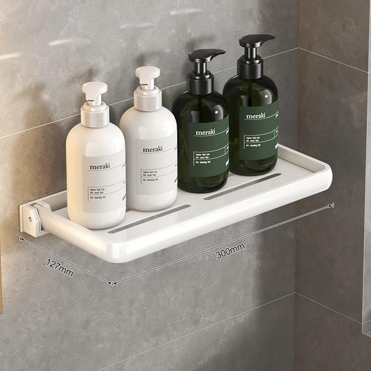 Foldable Wall-Mounted Bathroom Storage Rack for Toiletries and Makeup.