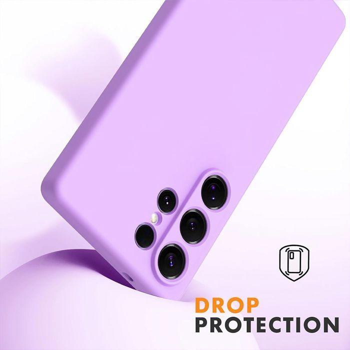 Coque pour Samsung Galaxy S25 Ultra - BOOLING - Silicone Liquide Doux Anti-Rayures Violet - 2 Verres Trempés