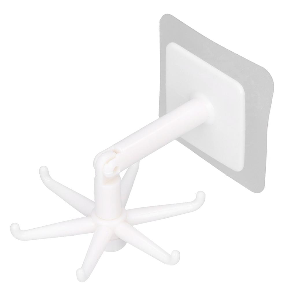 No Punch Unique Shape Hook Rotatable Storage Holder Wall Hanger for Home Bathroom(White )