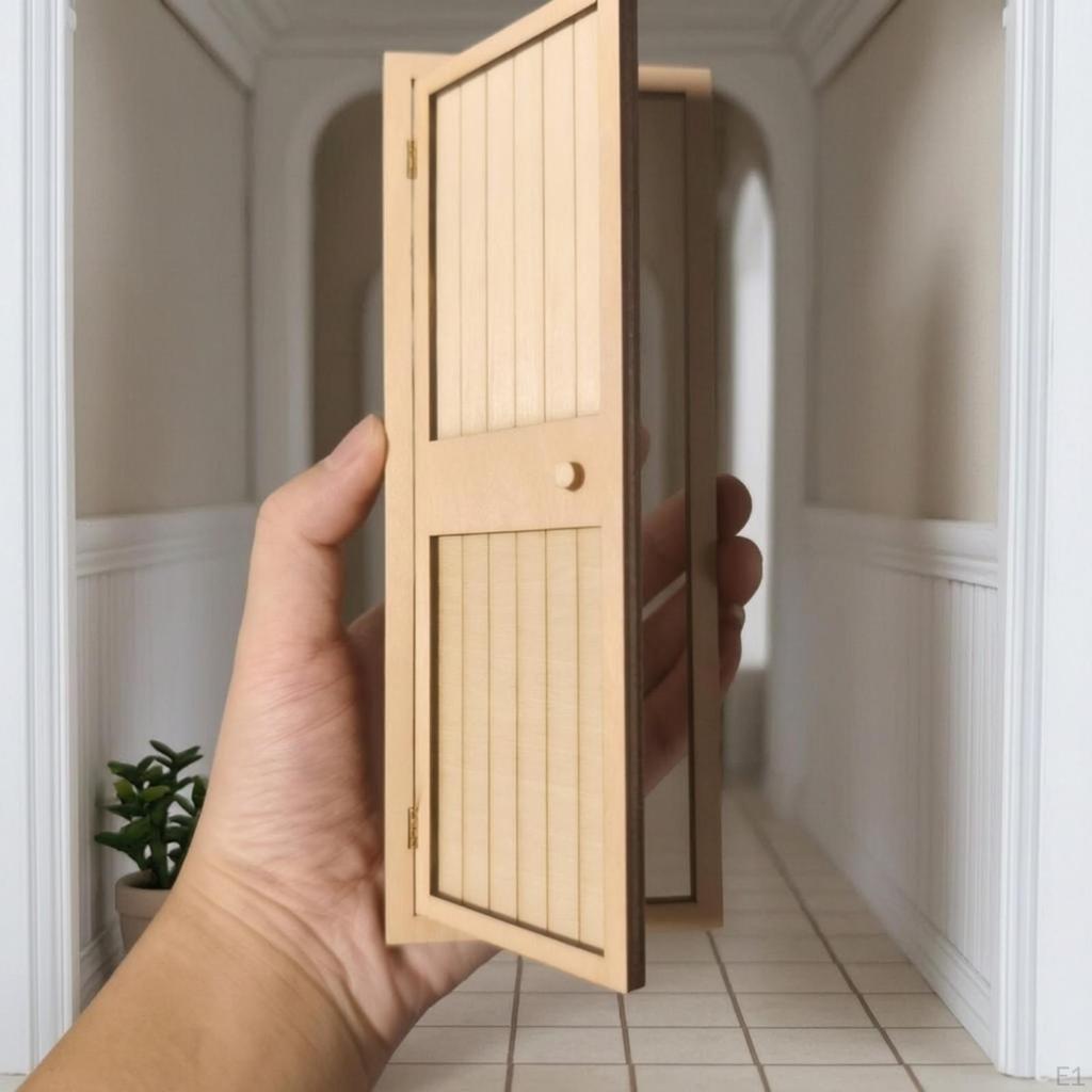 Miniature Wooden Door Unpainted Dollhouse Paintable Toy for Hobbyists, Collectors,