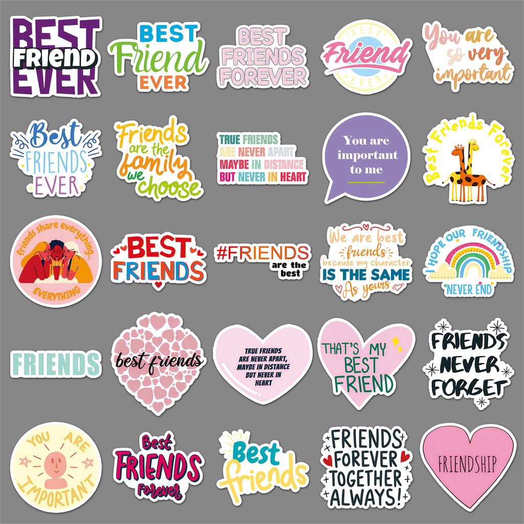 51 Friendship Graffiti Stickers Personality Friends Are Very Important English Sentences Decorate Mobile Phone Case Water Cup Stickers