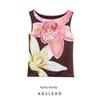 Kaslead New Women Clothes Western Style Fashion Simple Flower Print Nylon Top 5584377