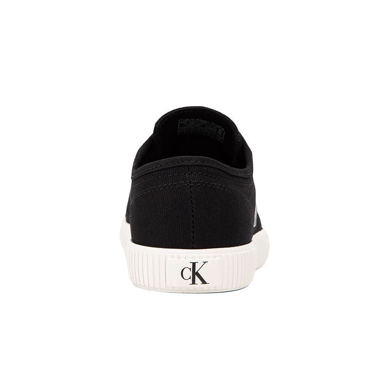 Calvin Klein Round Toe Lace-Up Logo Low Top Canvas Sneakers Women Sneakers Black White YW01762-0GM