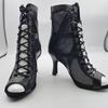 Women Black High Heels Party Lace-up Peep toe Boots Stilettos Jazz Dance Women's shoes Street Booties Big Size 46