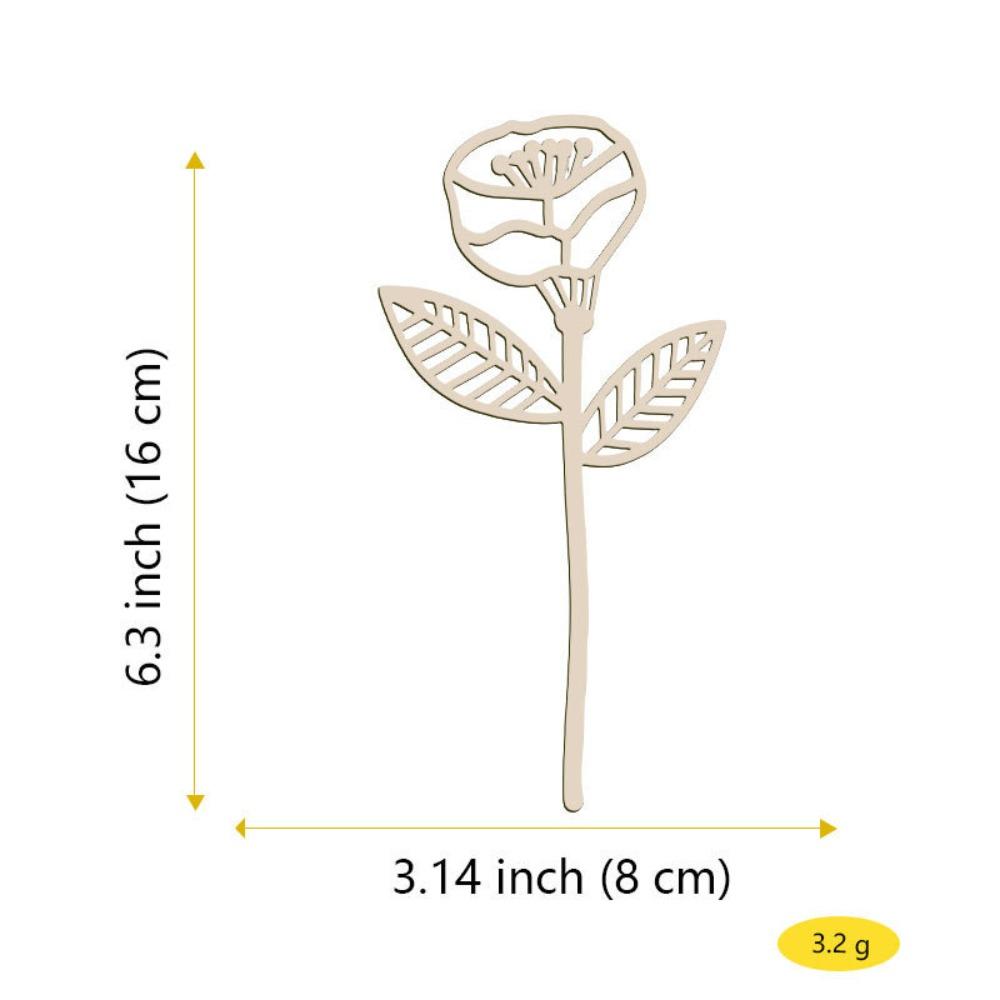 10Pcs Wood Material Wooden Flowers Cutout Design Laser Cut Wood Flowers Cutout Signs Natural Unpainted Wildflowers Stems