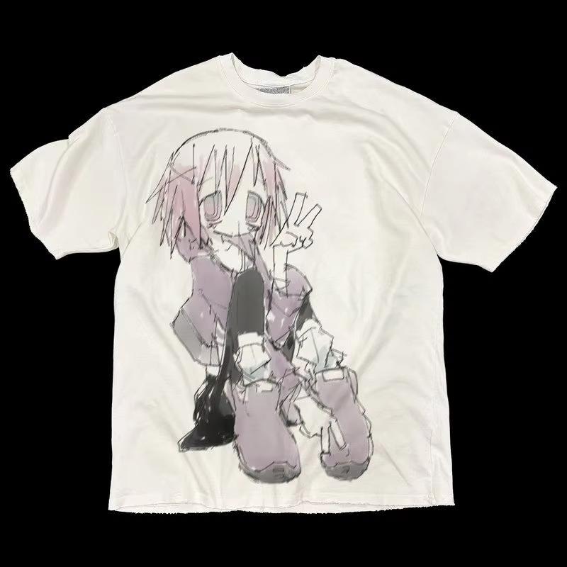 Japanese Y2k Women's Cropped Grunge Clothing 2000s Tops T Shirt for Women Girl Graphic Tees Y2k Top Female Clothing Harajuku