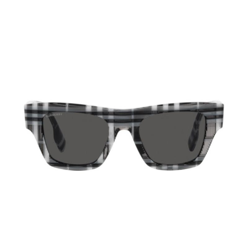 Burberry Simple Fashion Trend Versatile Plate Frame Square Sunglasses Men's Black/White