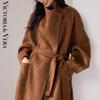 Women's Single-Button Long Wool Coat