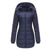 Women’s Hooded Jacket Cotton Padded Light Rain Water Resistant Zipper Closure Windproof Puffer Coats Hidden Side Pockets Winter Long Outwear