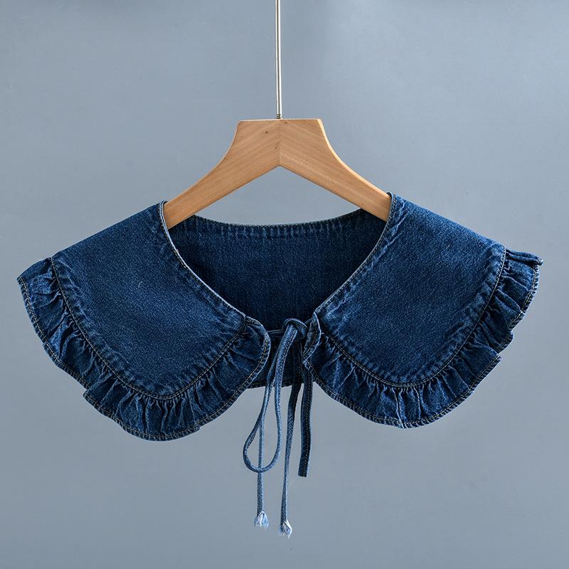 Denim Fake False Collar Shawl For Women Casual Summer Dress Shoulder Wraps Small Cape Sweater Lapel Shirt Detachable Collar