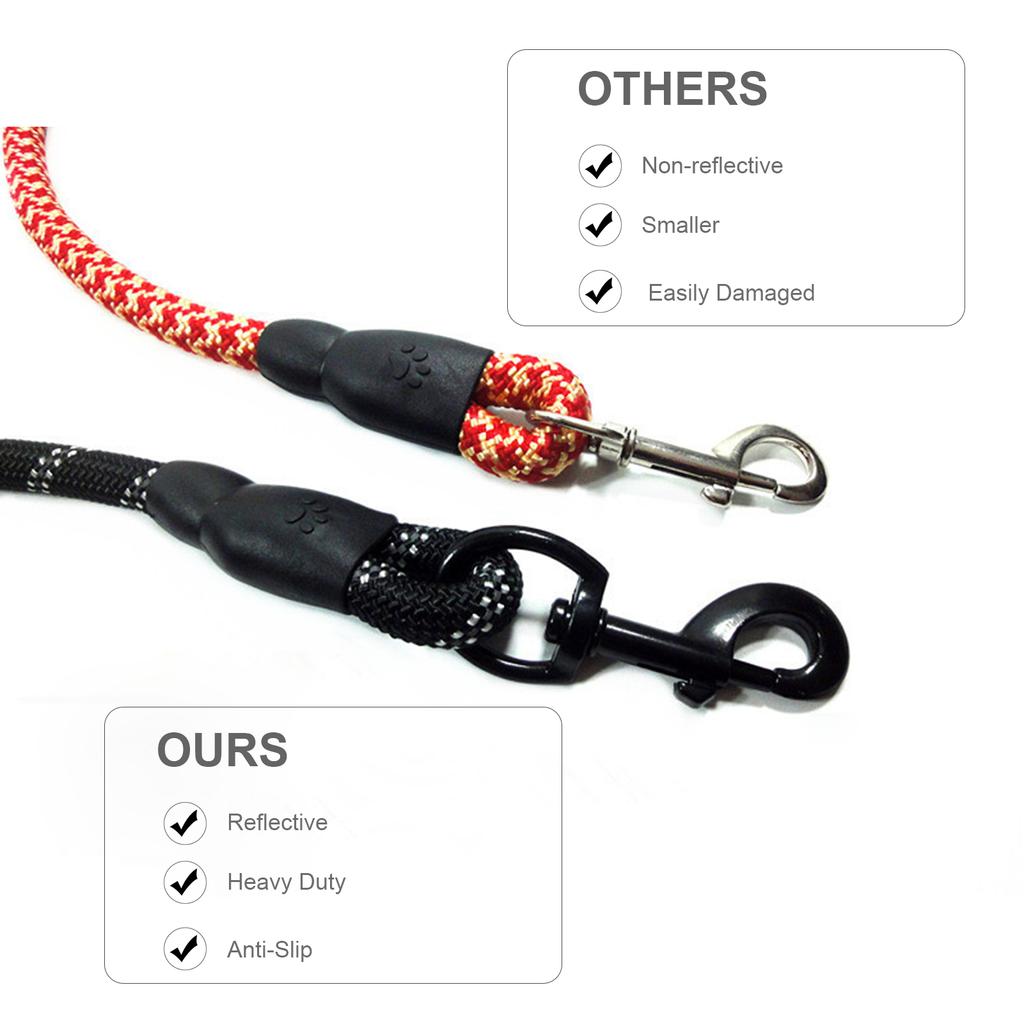 5ft Reflective Dog Leash Strong Dog Leash with Comfortable Padded Handle Traction Rolled Dog Leads Anti-Slip Handle Dog Leash Rope for Large